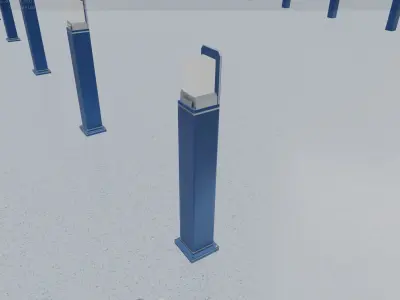 Street Light 8 Bollard 900 mm Futuristic Blue Version 2 Low-poly 3D model