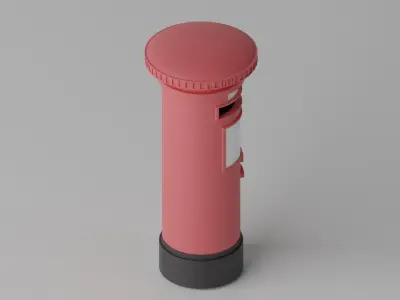 Cartoon British Post Box 3D model