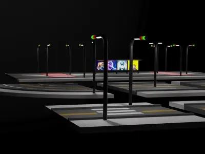 low Poly Road pack Low-poly 3D model