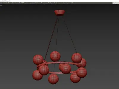 BUBBLES BRASS RING PENDANT LIGHT Low-poly 3D model