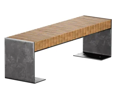 Street bench 3D model 3