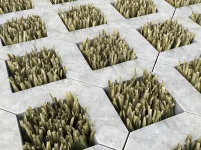 Ecoparking square of grass in middle of concrete floor 3D model