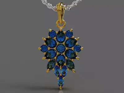 Prong set multi shaped gemstones necklace 3D print model