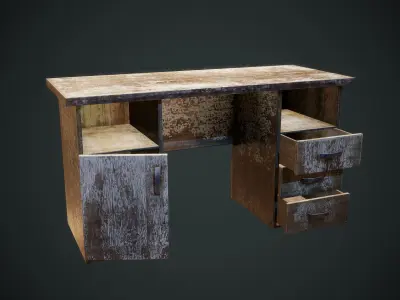 Writen Table Low-poly 3D model