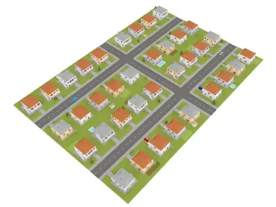 suburb block Low-poly 3D model