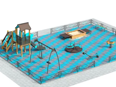 Stylish turquoise playground 3D model