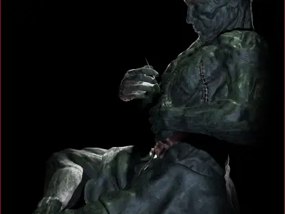 Scars statue of man on rock 3D model