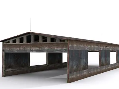 Hangar old rusty barn Low-poly 3D model purchase