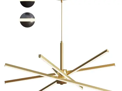 Modern Sputnik Chandelier Ceiling Low-poly 3D model