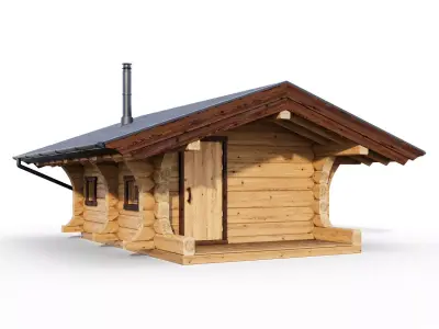 Bathhouse 04 from a carriage with a Norwegian lock 3D model 3D model