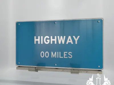 Game-ready Highway Sign Pack With Sign Template Low-poly 3D model