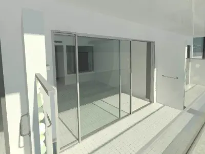 Double Sliding Balcony Door Revit Family 3D model