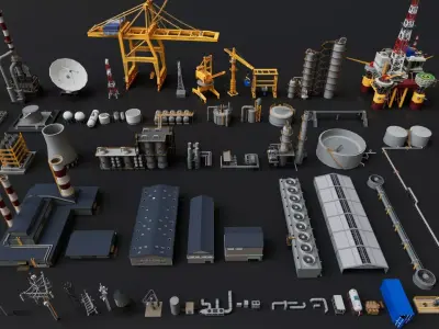 Refinery Factory Power Plant Mega Pack Collection 3D model