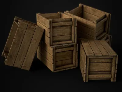 Old Wood Crate 1 Low-poly 3D model