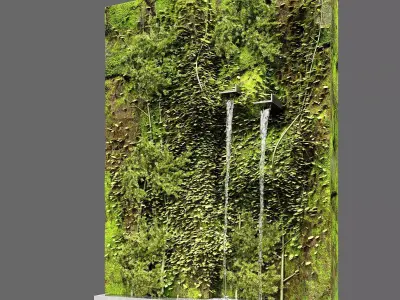 Vertical Green Wall and Waterfall No26 A 3D model