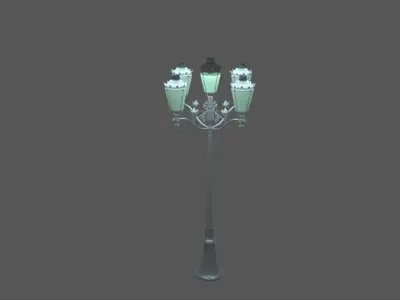StreetLamps lamp with three lights 3D model