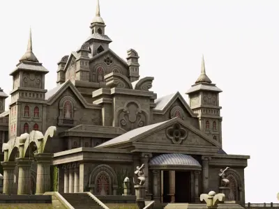 medieval  castle building architercture tower alcazar barbacan Low-poly 3D model