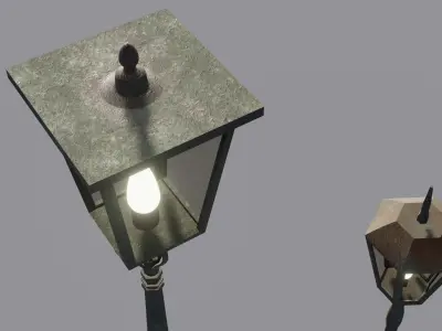Street lights lighting for exterior Low-poly 3D model