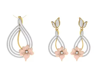 Women Pendant Earring Sets 3dm STL OBJ FBX Renders Details 3D print model order