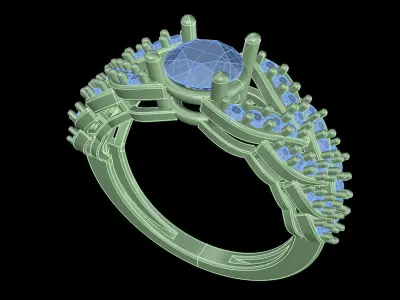 light weight  Yellow gold diamond rings-PR-472-DIA 3D print model