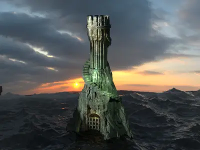 Grey scull Tower 3D model