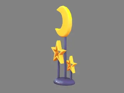 Cartoon children desk lamp Low-poly 3D model