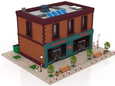 Pastry Shop Low-poly 3D model