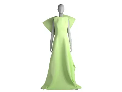 Open-back floor-length dress with bow back Open-back Free low-poly 3D model