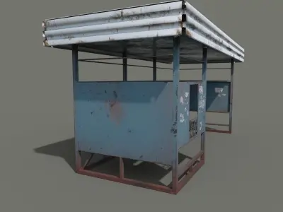 Abandoned Bus Stop Low-poly 3D model