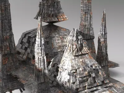 Karnak Sci fi King Molten lava pyramid Low-poly 3D model