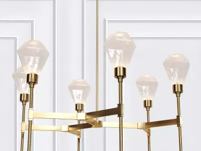 HEDRA modern brass chandelier with glass shades 3D model