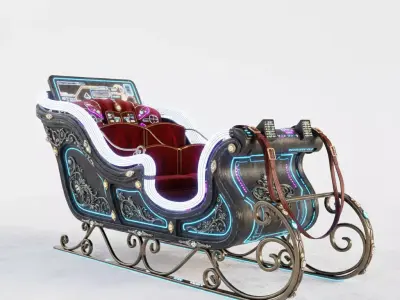Cyberpunk Neon Sleigh 3D Model Low-poly 3D model