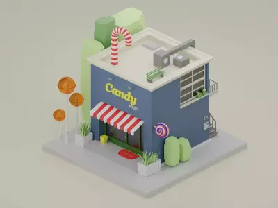 CandyShop building with candy store Free 3D model