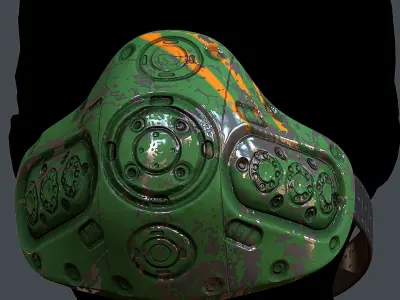 Helmet gas mask scifi military combat Low-poly  Low-poly 3D model get
