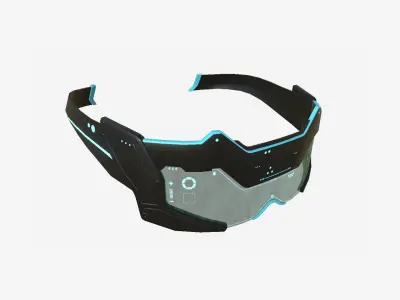 SciFi Glasses F02 Black Blue - Character Design Fashion Low-poly 3D model