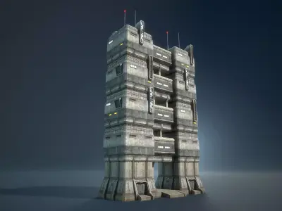 Sci-Fi Towers Modular Set Low-poly 3D model