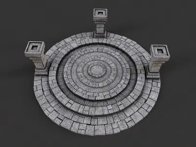 Ancient Circular Stone Platform Altar 3 Low-poly 3D model