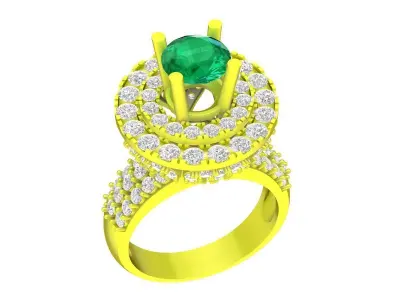 Luxury Double Halo Round Emerald Ring for Women 5682 3D print model