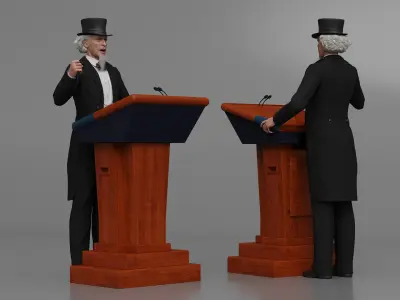  Vintage Politician at Conference Lectern 