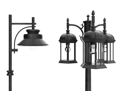 Street Lamp Low-poly 3D model 48