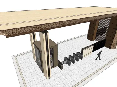 Small gate house with check post 3D model