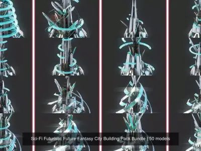 Sci-Fi Futuristic Future Fantasy City Building Pack Bundle