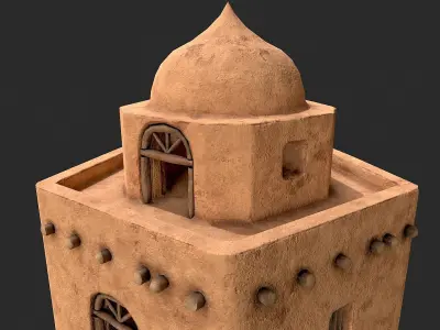 Clay Desert Egypt Village House 7 Low-poly 3D model