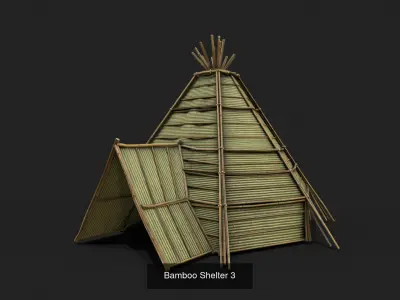 9 Bamboo Shelter Low Poly 3D Model Pack