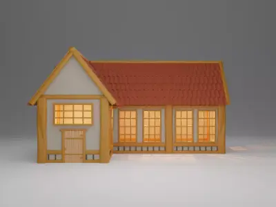 Medieval L type cottage 3D print model