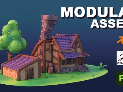 Stylized  Modular Assets - Blender Low-poly 3D model
