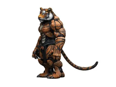 Tiger Cyborg Low-poly 3D model