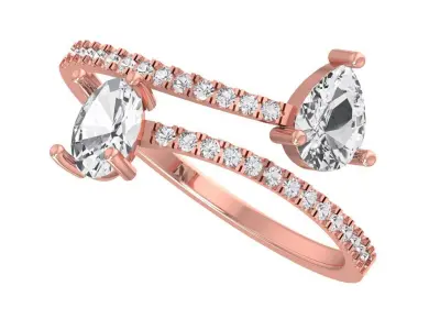 Solitaire Women Light Weight Pear Oval Stone Band Ring 3D print model