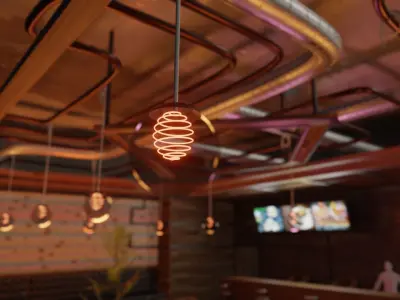 cafeteria 3D Model Blender 3D with Texture and lighting 3D model