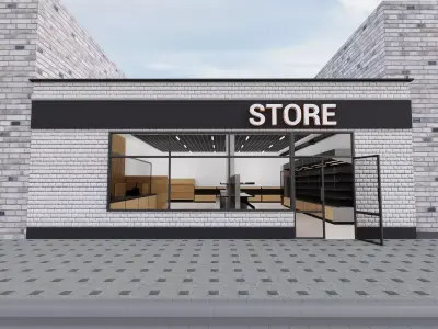 Supermarket store front 3D model